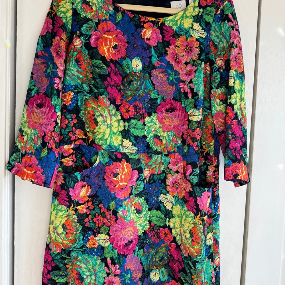 HD in Paris Vibrant Floral Long Sleeve Dress Small